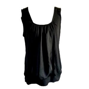 Flattering black tank smocked ruched women’s size L scoop neck